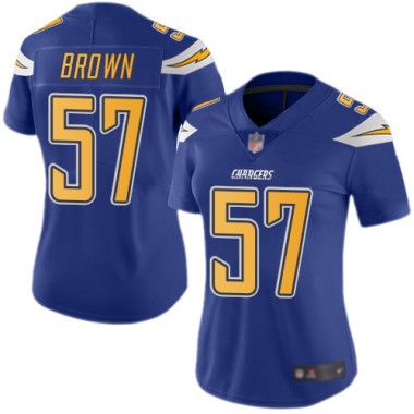 Los Angeles Chargers NFL Football Jatavis Brown Electric Blue Jersey Women Limited #57 Rush Vapor Untouchable->women nfl jersey->Women Jersey